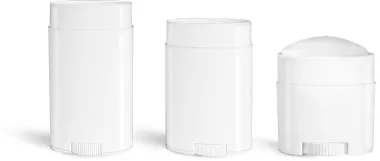 White Polypropylene Oval Deodorant Tubes (Bulk), Caps NOT Included
