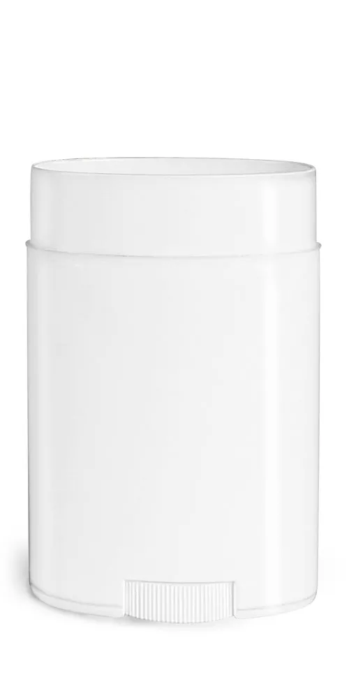 1.76 oz White Polypro Oval Deodorant Tubes (Bulk), Caps NOT Included
