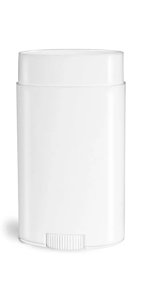 2.65 oz White Polypro Oval Deodorant Tubes (Bulk), Caps NOT Included