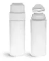 White Roll-On Cylinder Bottles w/ Natural Ball & White Child Resistant Caps