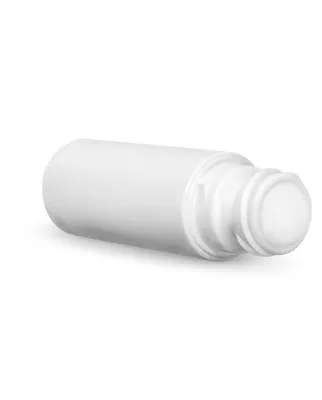 HDPE Plastic Bottles, White Roll-On Cylinder Bottles w/ Natural Ball & White Child Resistant Caps