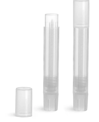 Natural Polypropylene Slim Line Lip Balm Tubes w/ Caps