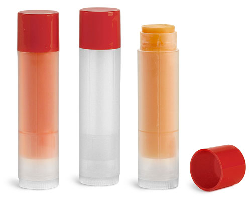 Plastic Lip Balm Tubes w/ Red Cap
