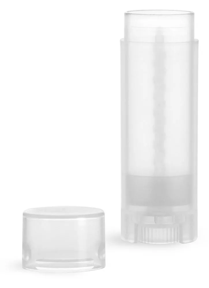 Natural Polypropylene Oval Lip Balm Tubes w/ Caps