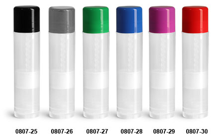 Lip Balm Tubes, Natural Lip Balm Tubes w/ Colored Caps
