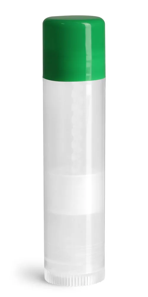 .15 oz Natural Lip Balm Tubes w/ Green Caps