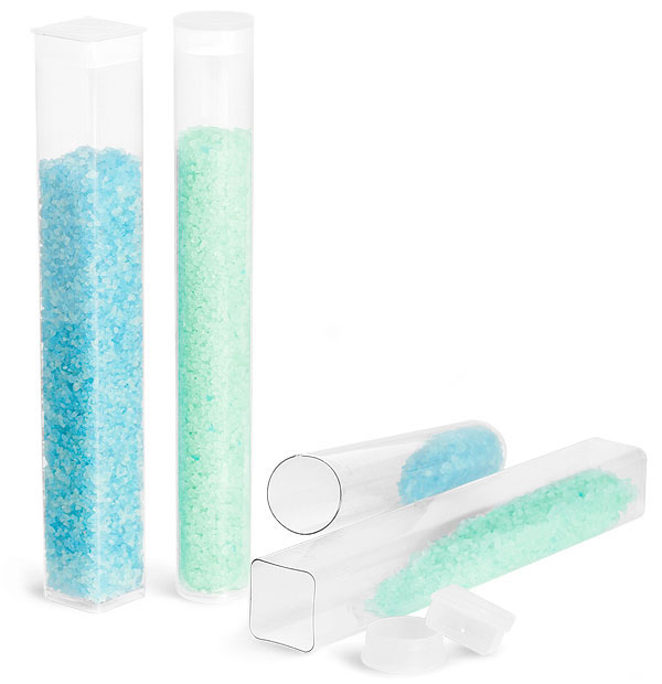 Plastic Tubes, Clear Propionate Tubes w/ Natural HDPE Plugs