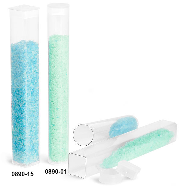 Plastic Tubes, 8 Inch Bath Salt Style PropionateTubes w/ Natural HDPE Plugs