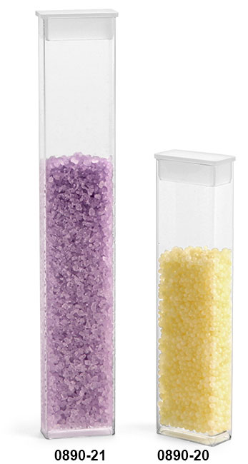 Plastic Tubes, Clear Propionate Rectangular Tubes w/ Natural LDPE Plugs