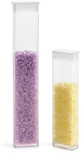 Plastic Tubes, Clear Propionate Rectangular Tubes w/ Natural LDPE Plugs