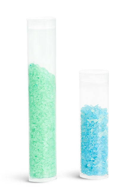 Plastic Tubes, Clear Oval Bath Salt Style Propionate Tubes w/ Plugs