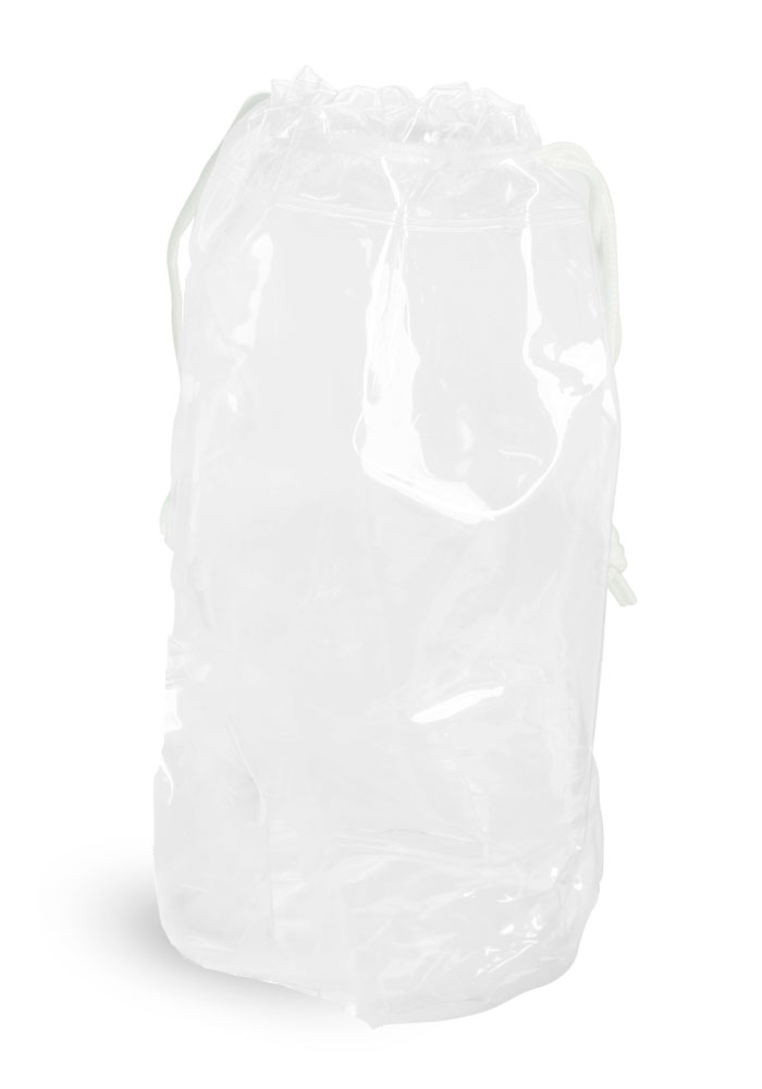 SKS Bottle & Packaging Clear Vinyl Bags w/ White Drawstrings