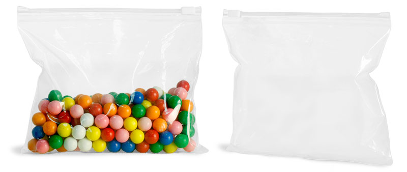 Plastic Bags, Clear Poly Plastic Bags w/ Slide Zippers