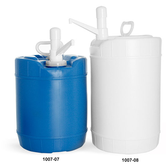 Storage Drums, HDPE Plastic Round Drums w/ Dispensing Pumps
