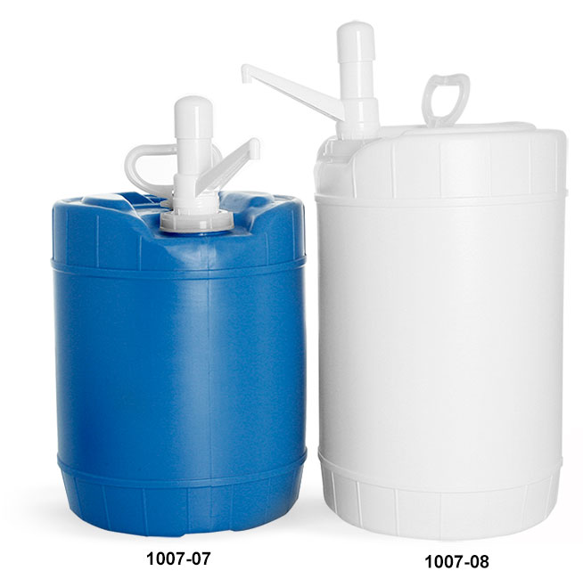 Storage Drums, HDPE Plastic Round Drums w/ Dispensing Pumps