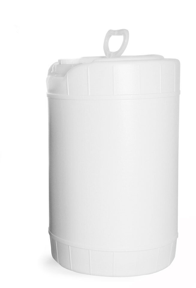 White HDPE Plastic Round Drums (Bulk), Caps Not Included   
