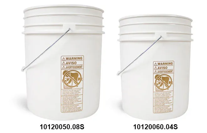 6 gal  White HDPE Plastic Pail w/Handle and Warning Label (Bulk), Caps Not Included$588.00&nbsp;$84.00 &nbsp;$67.20Save 88.6%