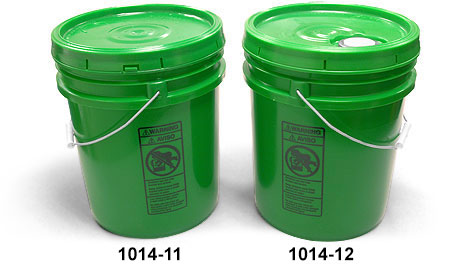 Plastic Pails, Green Pails w/ Cover and Handle