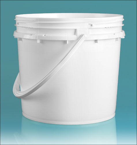 White Screw Top Pails w/ Plastic Handles