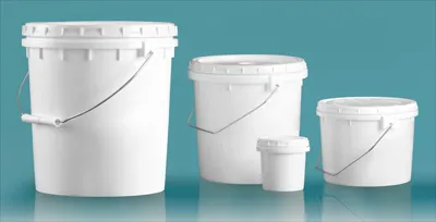 Plastic Pails, White HDPE Vapor Lock Pails w/ Metal Handles