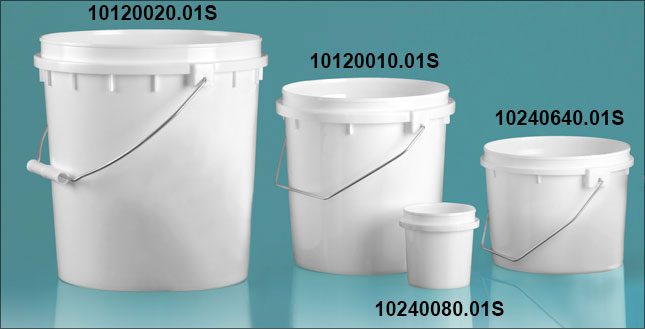 Plastic Pails, White HDPE Pails