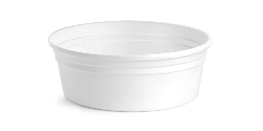 SKS Bottle & Packaging 8 oz White Polypro Tubs (Bulk), Lids NOT Included