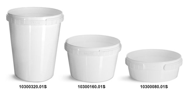 Plastic Tubs, White Polypro Tamper Resistant Tubs (Bulk), Caps NOT Included