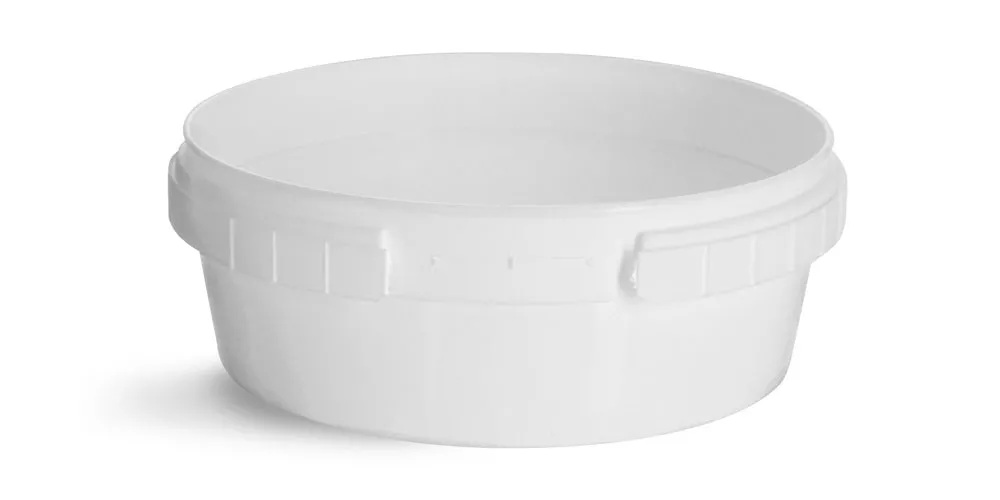 8 oz Plastic Tubs, White Polypro Tamper Resistant Tubs (Bulk), Caps NOT Included