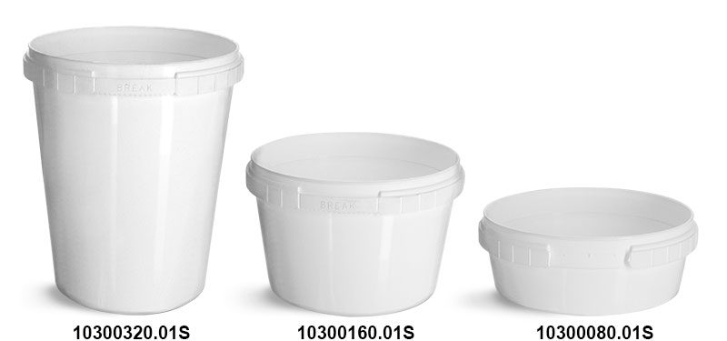 Plastic Tubs, White Polypro Tamper Resistant Tubs (Bulk), Caps NOT Included