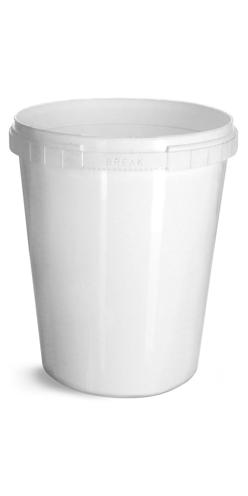 SKS Bottle & Packaging - 32 oz Plastic Tubs, White Polypro Tamper ...