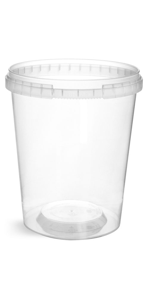 SKS Bottle & Packaging - 32 oz Plastic Tubs, Clear Polypro Tamper ...