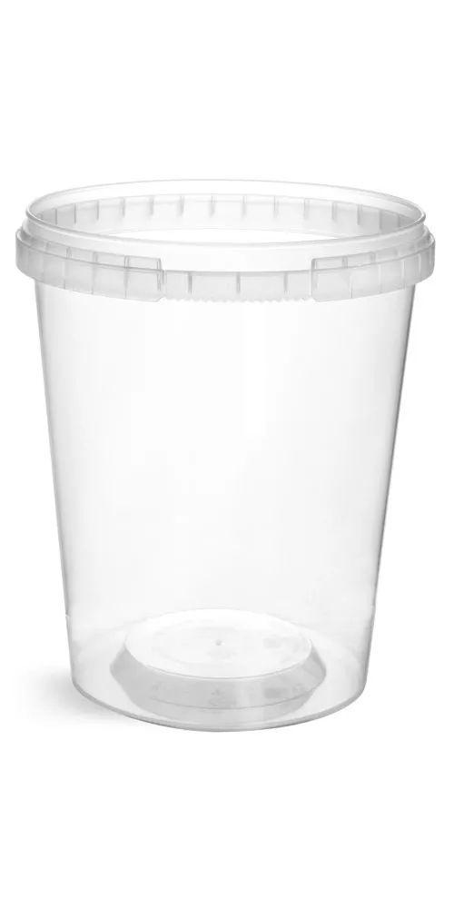 32 oz Plastic Tubs, Clear Polypro Tamper Resistant Tubs (Bulk), Caps NOT Included