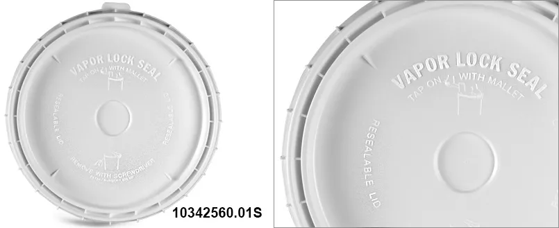 2 gal White HDPE Vapor Lock Covers (Bulk), Caps Not Included