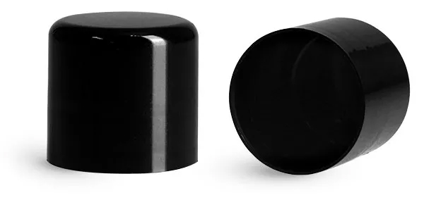 For .50 oz Tube Plastic Caps, Black Smooth Plastic Friction Fit Caps for Round Lip Balm Tubes