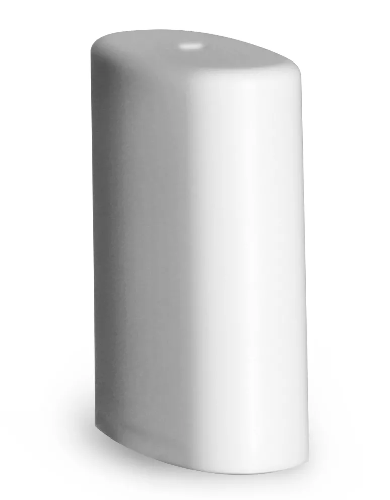 Plastic Caps, White Polypropylene Caps For Oval Deodorant Tubes