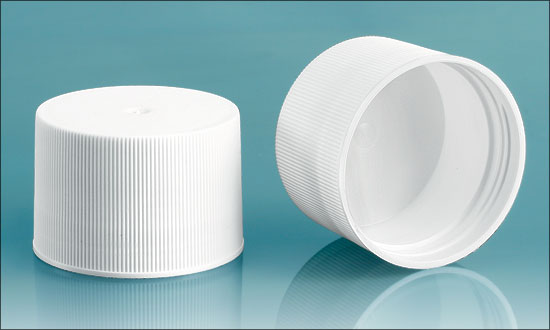 White Polypropylene Ribbed Screw Caps for Push Up Deodorant Containers