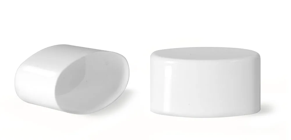 Plastic Caps, White Polypro Flat Deodorant Tube Caps