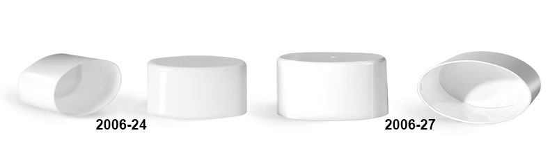 Plastic Caps, White Polypropylene Flat Deodorant Tube Caps