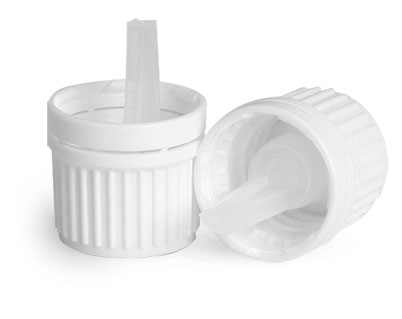 Dispensing Caps, White Plastic Tamper Evident Caps and Orifice Reducer