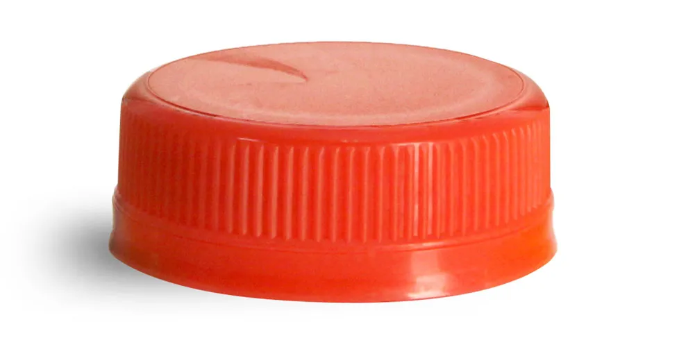 38 mm Red Plastic Caps, Ribbed Polypro Tamper Evident Caps