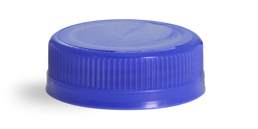 38 mm Blue Plastic Caps, Ribbed Polypro Tamper Evident Caps
