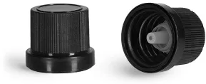 Black Polypropylene Tamper Evident Caps w/ LDPE Orifice Reducers