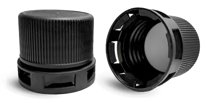 38/439 Black Polypropylene F-422 Lined Tamper Evident Caps