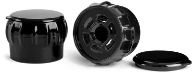 Dispensing Caps, 38 mm Black Polypropylene Easy Grip Spice Grinder Caps