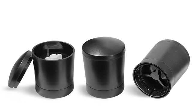 Dispensing Caps, Black ABS Adjustable Snap On Grinder Caps