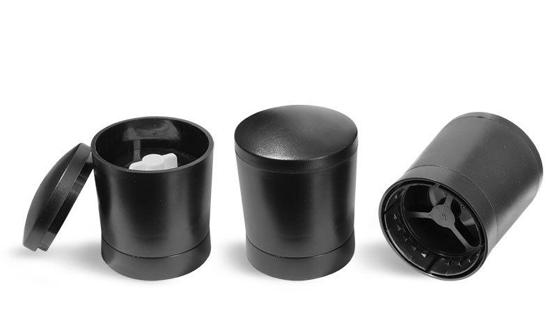 Dispensing Caps, Black ABS Adjustable Snap On Grinder Caps