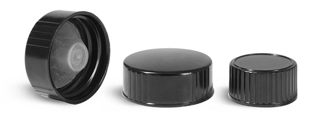 38/400  Plastic Caps, Black Phenolic Cone Lined Caps