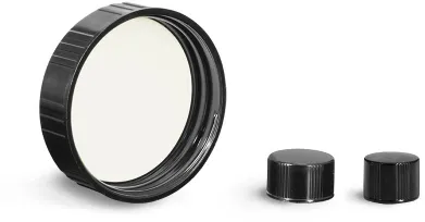 Black Ribbed Phenolic PV Lined Caps