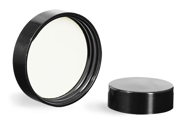 Plastic Caps, Black Smooth Phenolic PV Lined Caps
