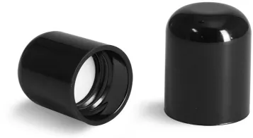 Plastic Caps, Smooth Black Phenolic Dome Lined Caps